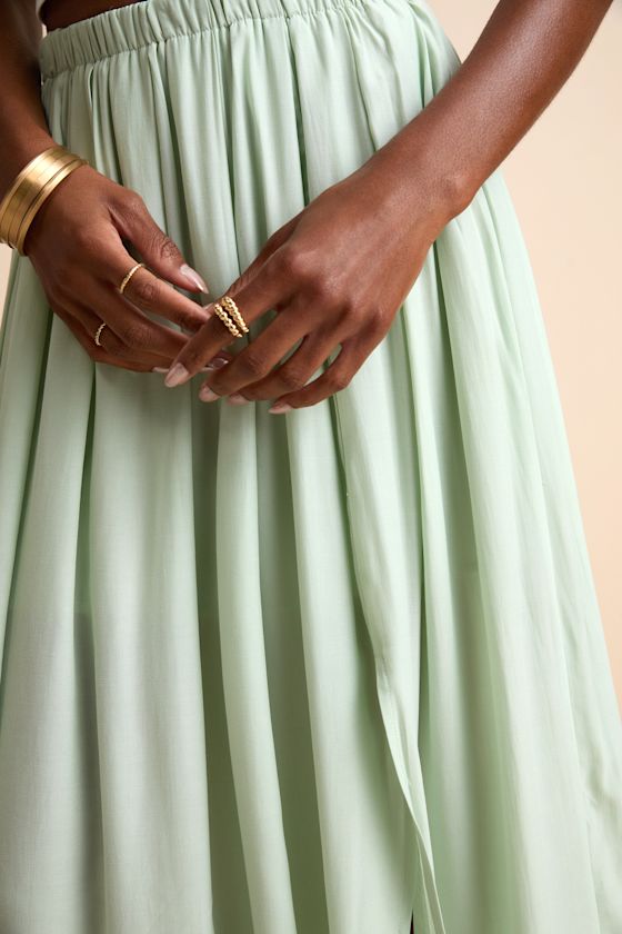 If You Pleats Mint Pleated Maxi Skirt