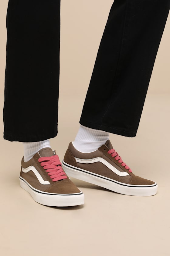 Old Skool Pop Brown and Pink Suede Leather Sneakers