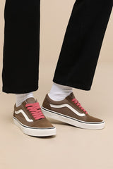 Old Skool Pop Brown and Pink Suede Leather Sneakers