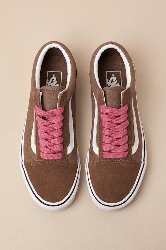 Old Skool Pop Brown and Pink Suede Leather Sneakers
