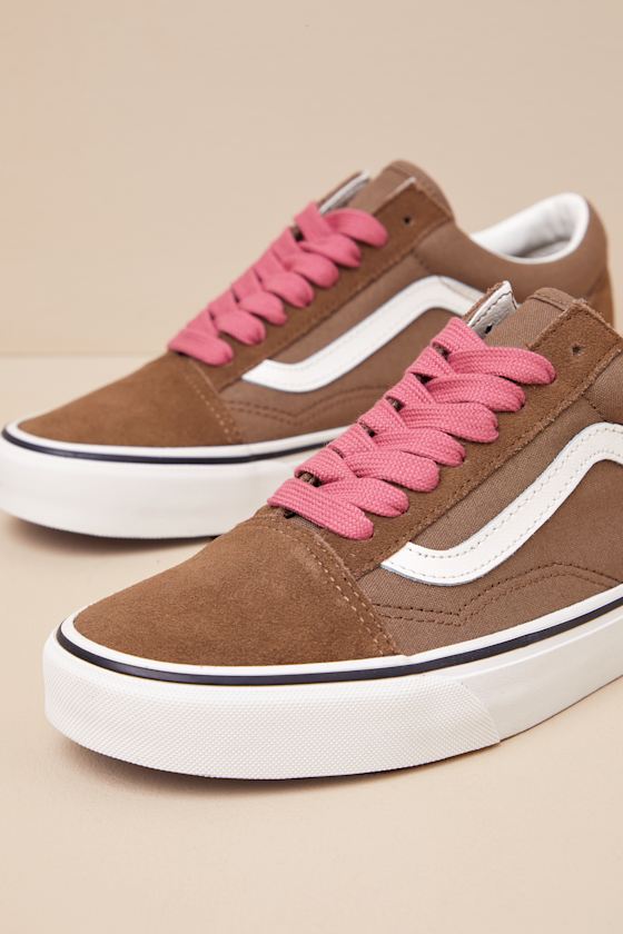 Old Skool Pop Brown and Pink Suede Leather Sneakers