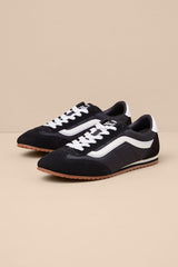 Super Lowpro Black and White Suede Leather Sneakers