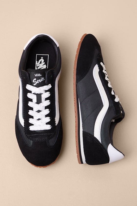 Super Lowpro Black and White Suede Leather Sneakers