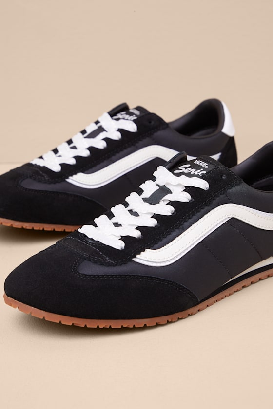 Super Lowpro Black and White Suede Leather Sneakers
