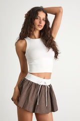 Parker Brown Gingham Mini Skort