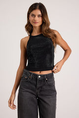 Amata Black Rhinestone Racerback Tank Top