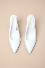 Honorata White Pointed-Toe Slingback Pumps