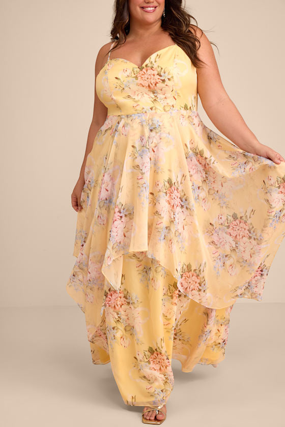 Breigh Yellow Floral Sleeveless Maxi Dress