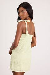 Mizuki Light Sage Embroidered Tie-Strap Mini Dress