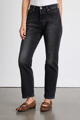 501 Curve Washed Black Straight Leg Jeans