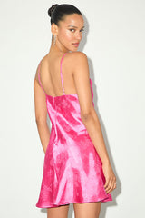 Close to Your Heart Pink Satin Jacquard Cowl Slip Dress