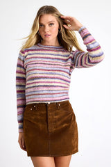 Stash Brown Flocked Denim High-Rise Mini Skirt
