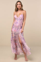 Damani Lavender Floral Backless Maxi Dress