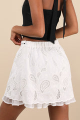 Mailys Ivory Paisley Eyelet Embroidered Mini Skirt