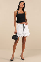Mailys Ivory Paisley Eyelet Embroidered Mini Skirt
