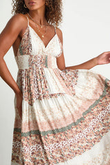 Aralline Ivory Boho Floral Sleeveless Maxi Dress