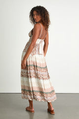 Aralline Ivory Boho Floral Sleeveless Maxi Dress