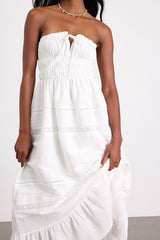 Sylvana White Textured Strapless Midi Dress