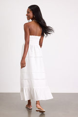 Sylvana White Textured Strapless Midi Dress