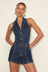 Lyris Dark Wash Denim High-Rise Shorts