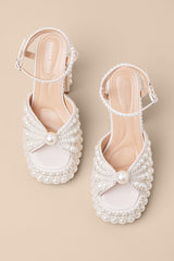 Astrella White Pearl Rhinestone High Heel Sandals