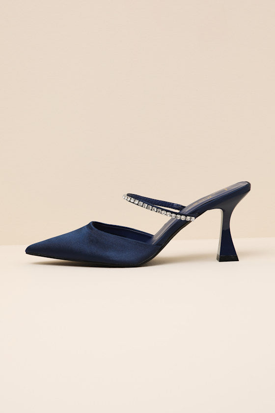 Noha Future Dusk Satin Rhinestone Mule Pumps