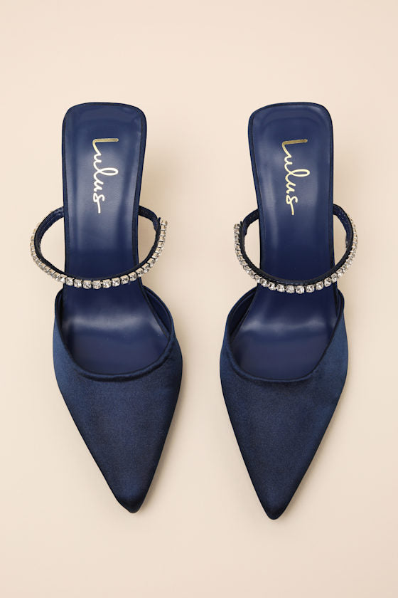 Noha Future Dusk Satin Rhinestone Mule Pumps