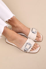 Nyomi Bone Buckle Slide Sandals