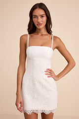 Joey White Lace Sleeveless Mini Dress