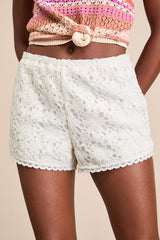 Avaluna Ivory Crochet Micro Shorts