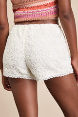 Avaluna Ivory Crochet Micro Shorts
