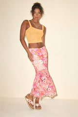 Camilia Light Orange Crochet Knit Tank Top