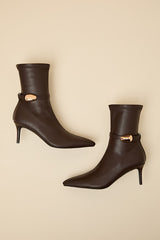 Joyce Chocolate Pointed-Toe Sock Boots