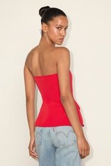 Kylina Red Ponte Knit Strapless Top