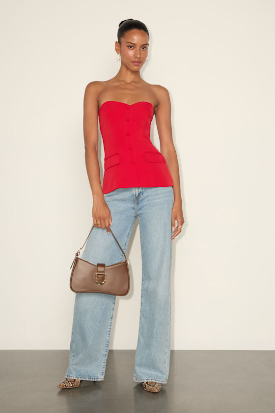 Kylina Red Ponte Knit Strapless Top