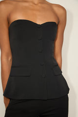 Kylina Black Ponte Knit Strapless Top