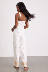 Arwen Ivory Embroidered Wide-Leg Jumpsuit