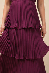 Cascading Crush Plum Purple Tiered Bustier Midi Dress