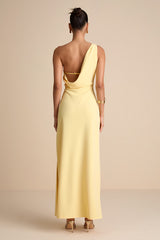 Maevyn Light Yellow Cowl Back Column Maxi Dress