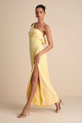 Maevyn Light Yellow Cowl Back Column Maxi Dress