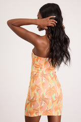 Rovena Orange Multi Floral Print Mini Dress