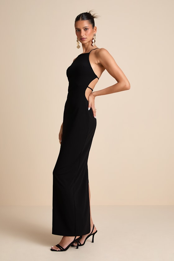 Annina Black Cutout Column Maxi Dress