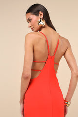 Annina Orange Cutout Column Maxi Dress