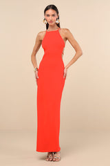 Annina Orange Cutout Column Maxi Dress
