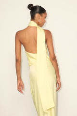 Marabella Light Yellow Satin One-Shoulder Sash Top