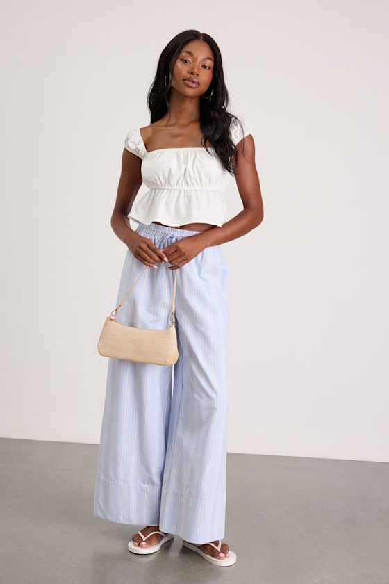 Agneta White Cap Sleeve Peplum Top