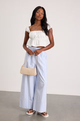 Agneta White Cap Sleeve Peplum Top