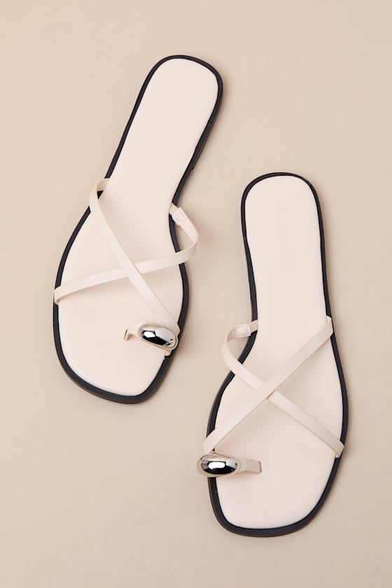 Nya Bone Flat Slide Sandals