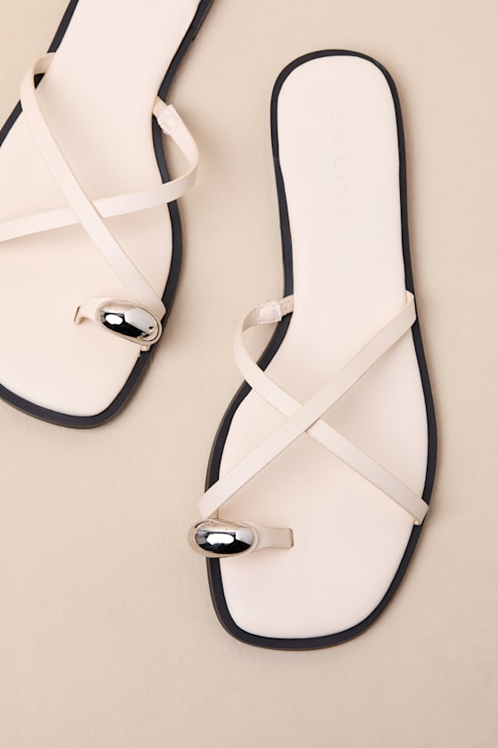 Nya Bone Flat Slide Sandals