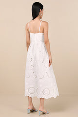 Jenora White Embroidered Bustier Midi Dress